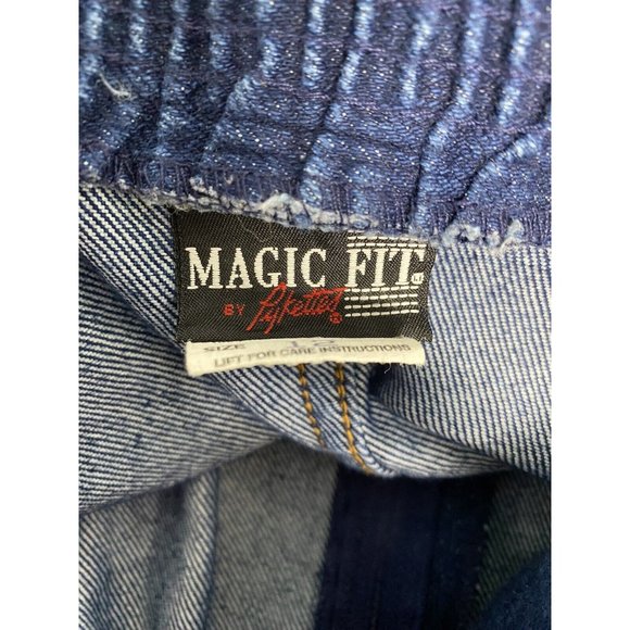 VTG Kemington Express Magic Fit Dark Wash Elastic Waist Long Blue Jean Skirt 12 - Picture 7 of 9